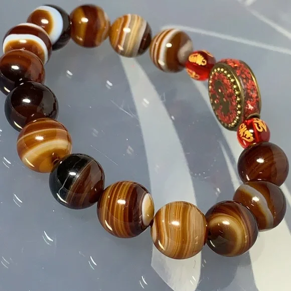 BANDED AGATE STONES NATURAL BRACELET - Picture 4 of 7